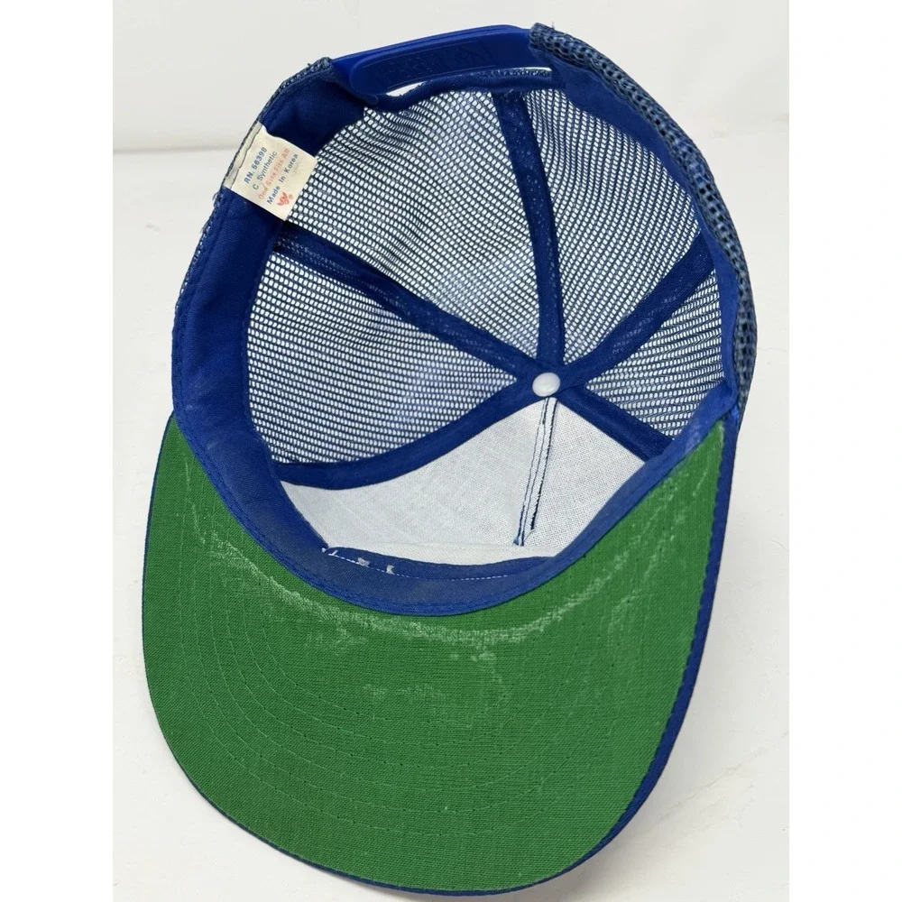 Vintage Eagle Patch Trucker Hat Blue Mesh Snapback Green Under Brim‎